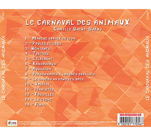CD Le Carnaval des animaux -  Camille Saint Saëns